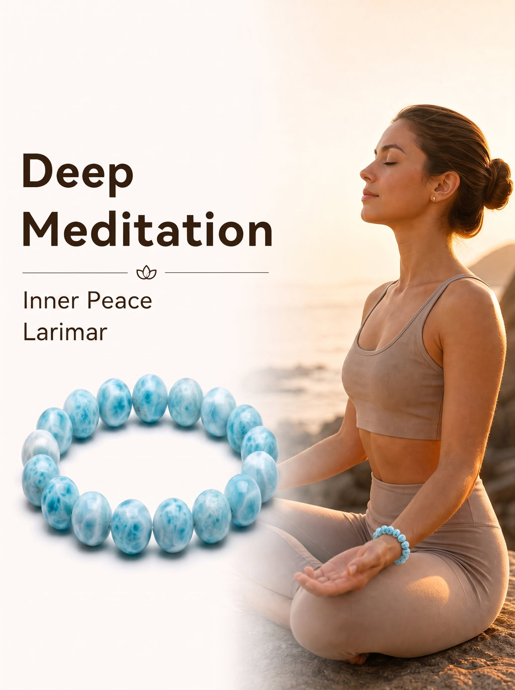 Premium Larimar Beaded Bracelet | Hand-Polished Natural Gemstone Jewelry for Peace & Communication