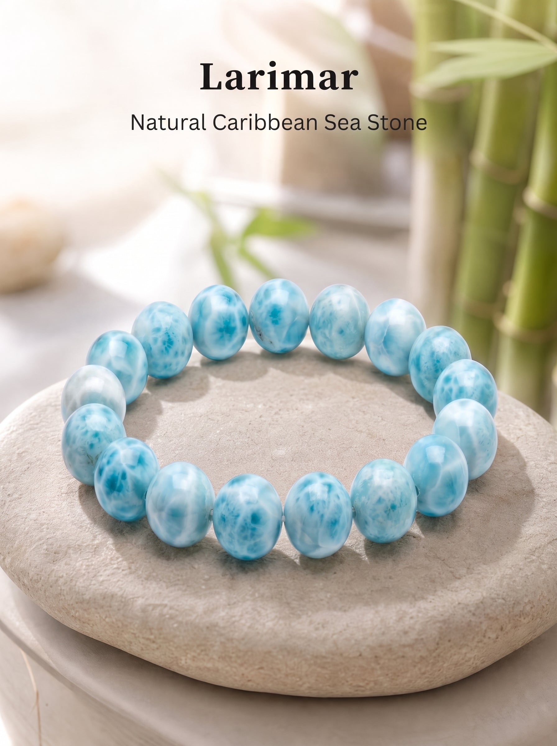 Premium Larimar Beaded Bracelet | Hand-Polished Natural Gemstone Jewelry for Peace & Communication