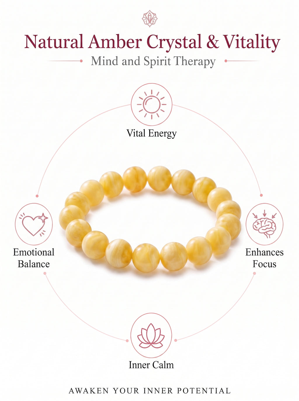 Premium Amber & Crystal Beaded Bracelet | Hand-Polished Organic Gemstone Jewelry for Warmth & Balance