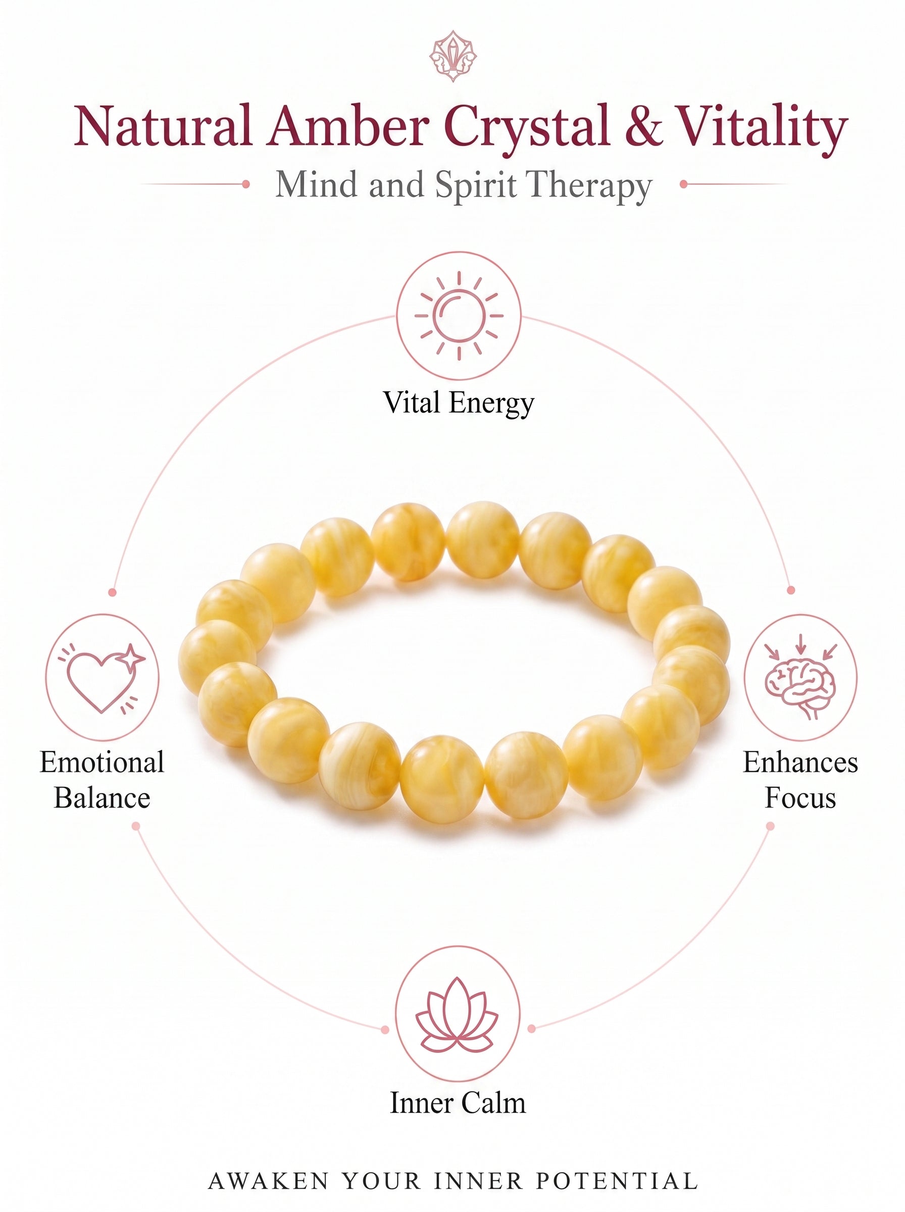 Premium Amber & Crystal Beaded Bracelet | Hand-Polished Organic Gemstone Jewelry for Warmth & Balance