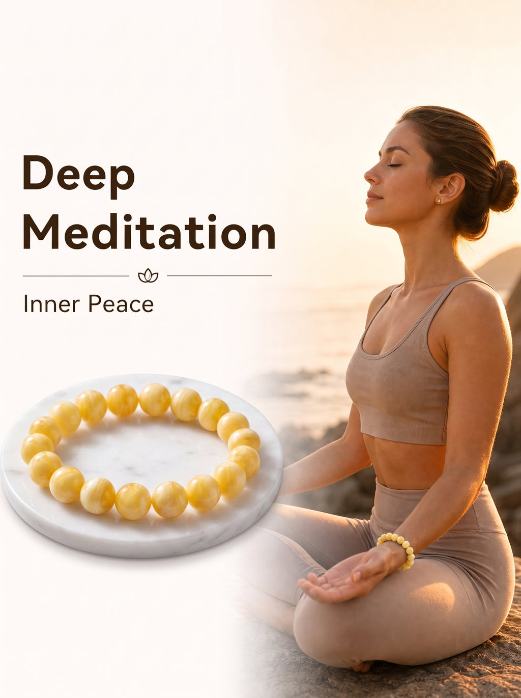Premium Amber & Crystal Beaded Bracelet | Hand-Polished Organic Gemstone Jewelry for Warmth & Balance