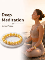Premium Amber & Crystal Beaded Bracelet | Hand-Polished Organic Gemstone Jewelry for Warmth & Balance