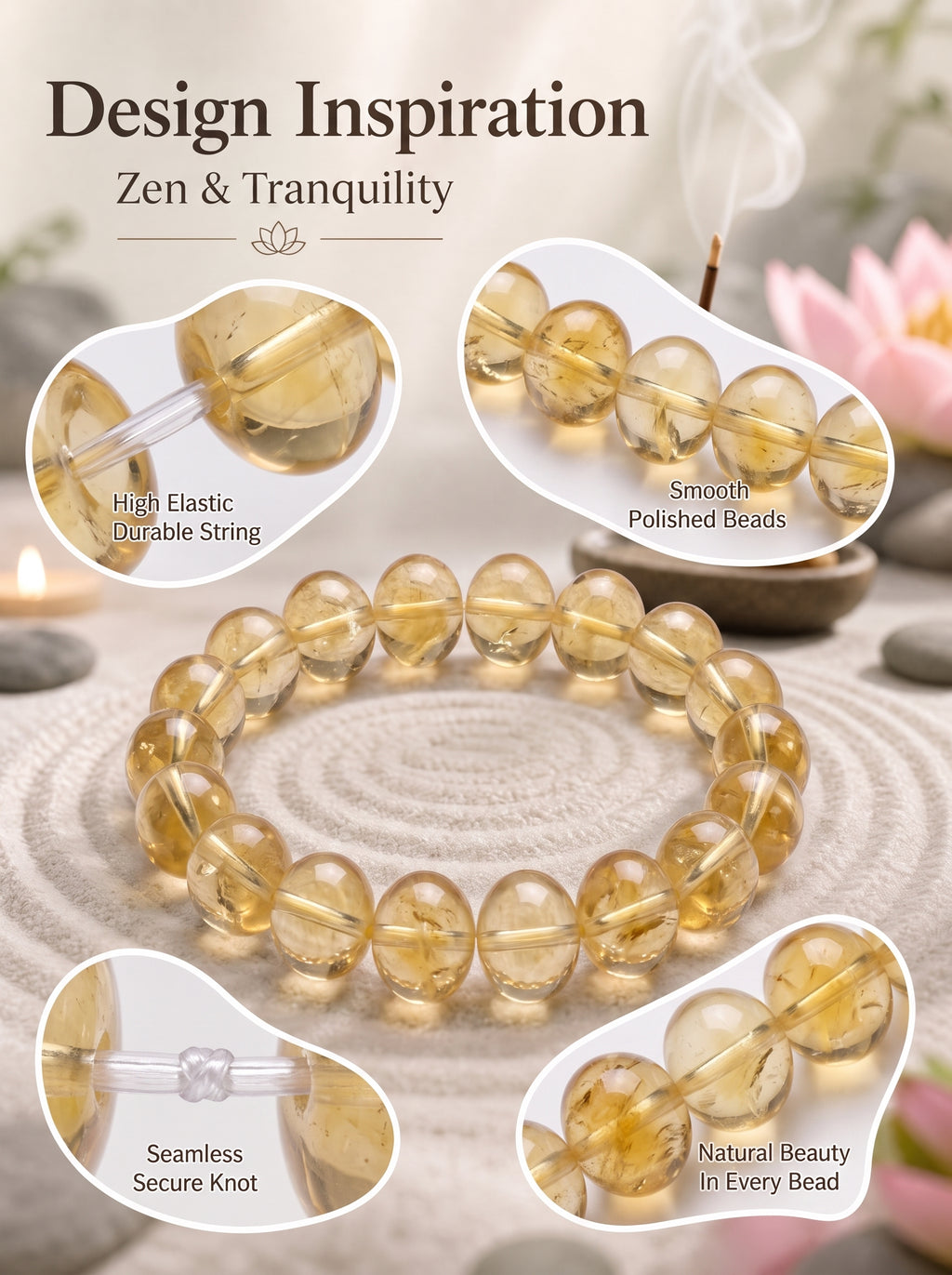 Premium Citrine Beaded Bracelet | Hand-Polished Natural Gemstone Jewelry for Abundance & Positivity