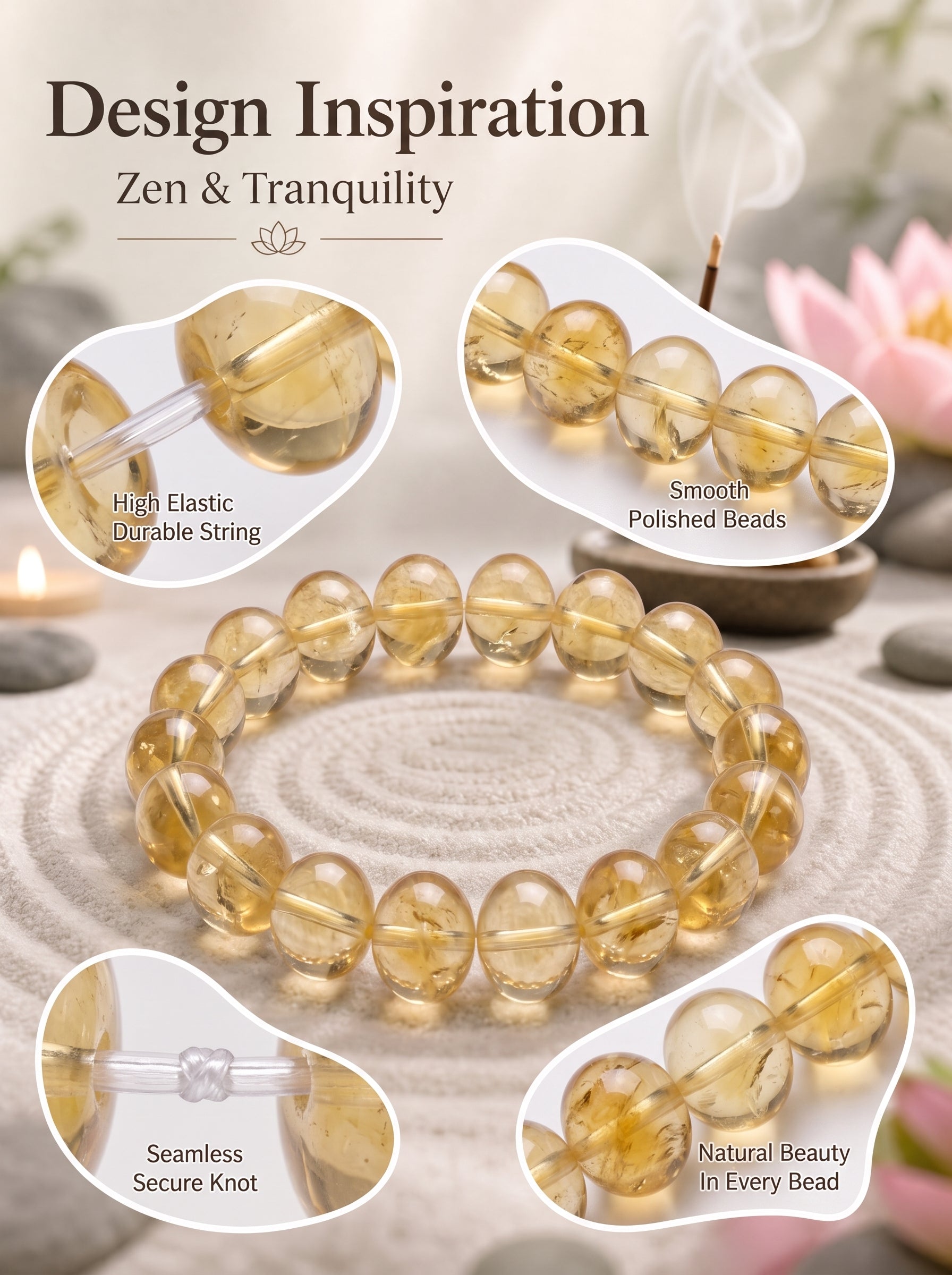 Premium Citrine Beaded Bracelet | Hand-Polished Natural Gemstone Jewelry for Abundance & Positivity