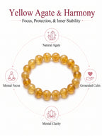 Premium Yellow Agate Beaded Bracelet | Hand-Polished Natural Gemstone Jewelry for Joy & Balance