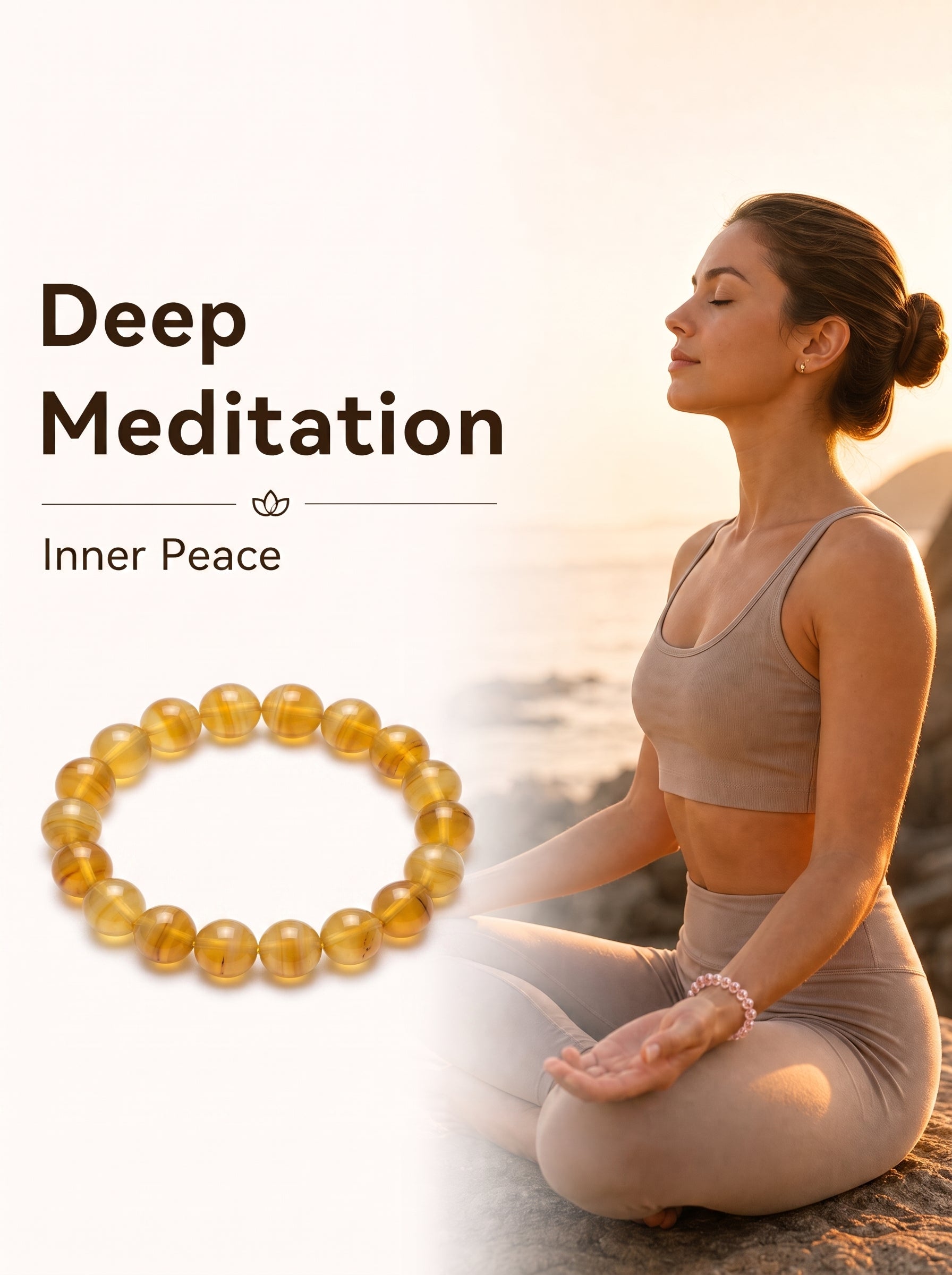 Premium Yellow Agate Beaded Bracelet | Hand-Polished Natural Gemstone Jewelry for Joy & Balance