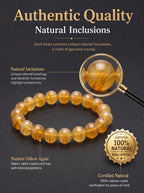 Premium Yellow Agate Beaded Bracelet | Hand-Polished Natural Gemstone Jewelry for Joy & Balance