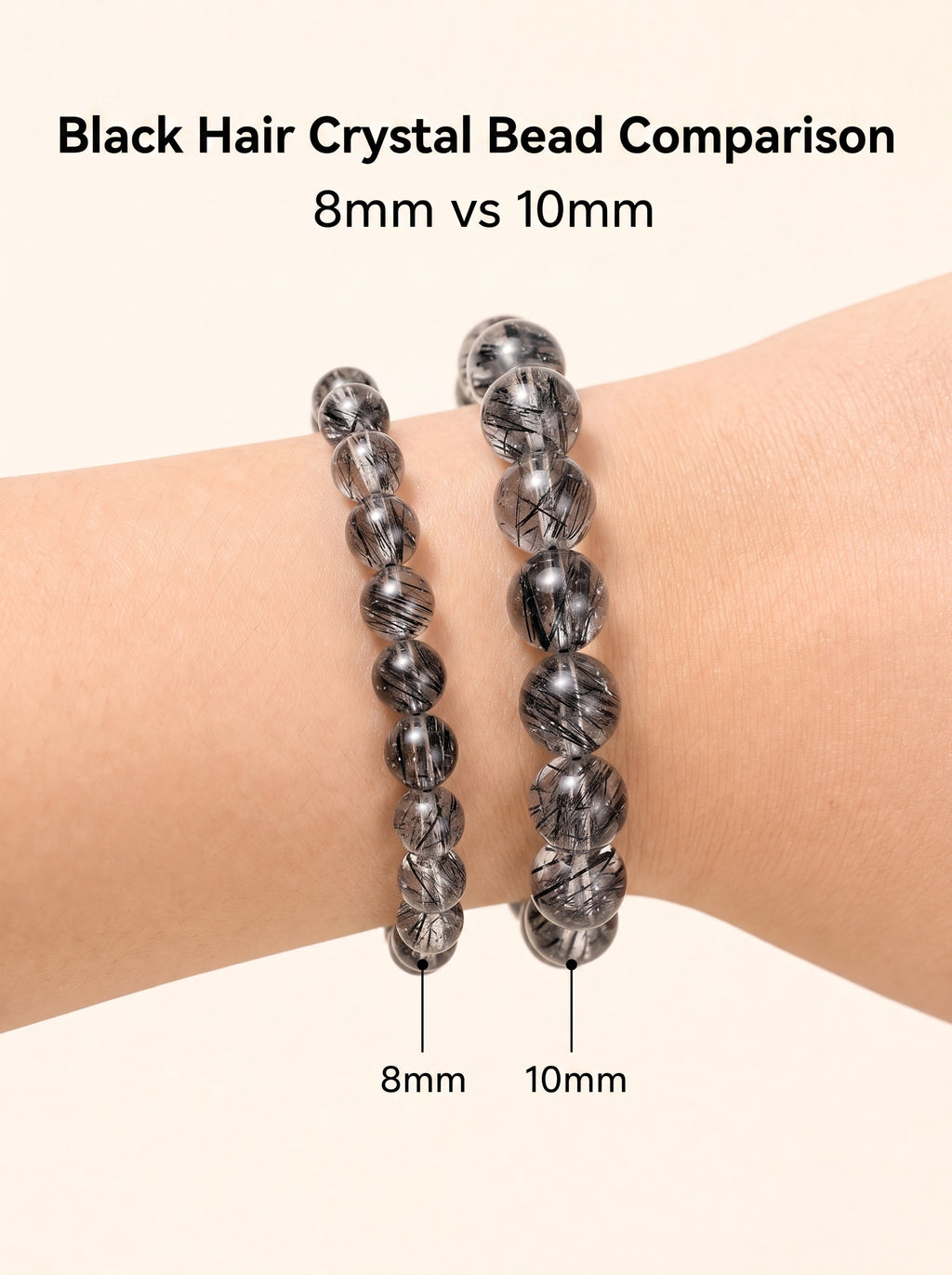 Premium Black Rutilated Quartz Beaded Bracelet | Hand-Polished Natural Gemstone Jewelry for Success & Clarity