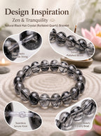 Premium Black Rutilated Quartz Beaded Bracelet | Hand-Polished Natural Gemstone Jewelry for Success & Clarity