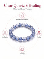 Premium Blue Rutilated Quartz Beaded Bracelet | Hand-Polished Natural Gemstone Jewelry for Abundance