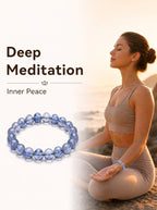 Premium Blue Rutilated Quartz Beaded Bracelet | Hand-Polished Natural Gemstone Jewelry for Abundance