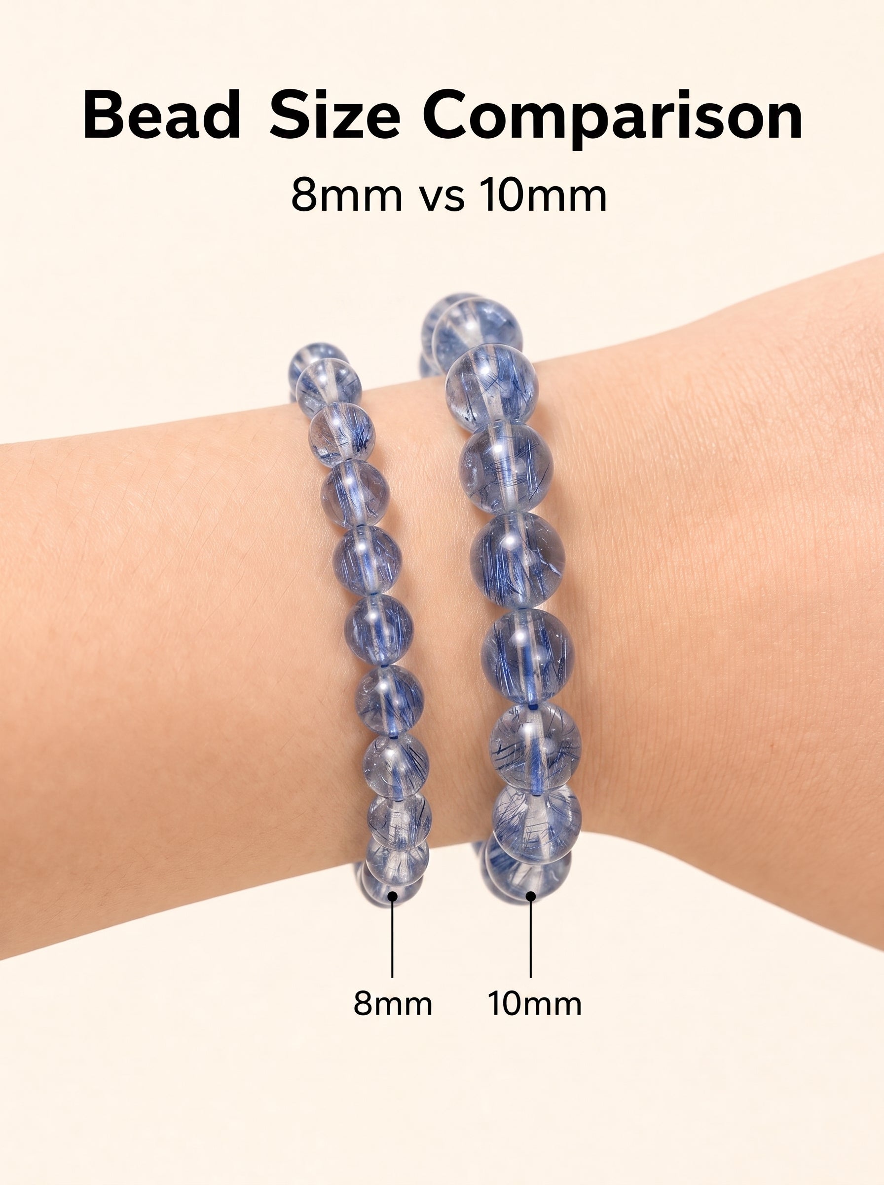 Premium Blue Rutilated Quartz Beaded Bracelet | Hand-Polished Natural Gemstone Jewelry for Abundance