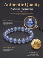 Premium Blue Rutilated Quartz Beaded Bracelet | Hand-Polished Natural Gemstone Jewelry for Abundance