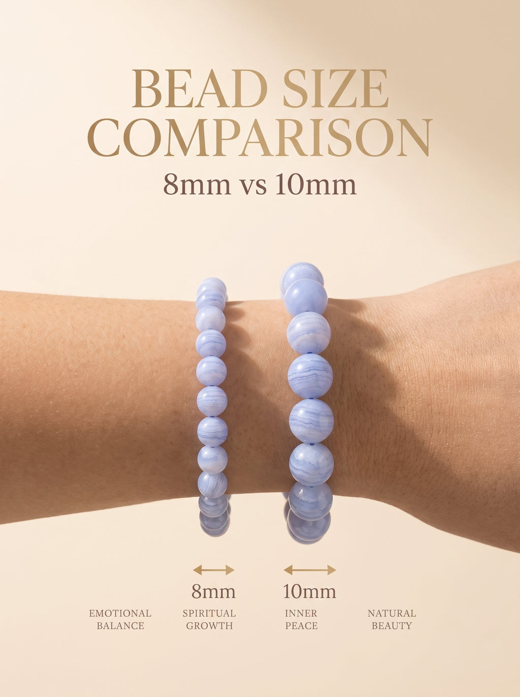 Premium Blue Lace Agate Beaded Bracelet | Hand-Polished Natural Gemstone Jewelry for Inner Peace