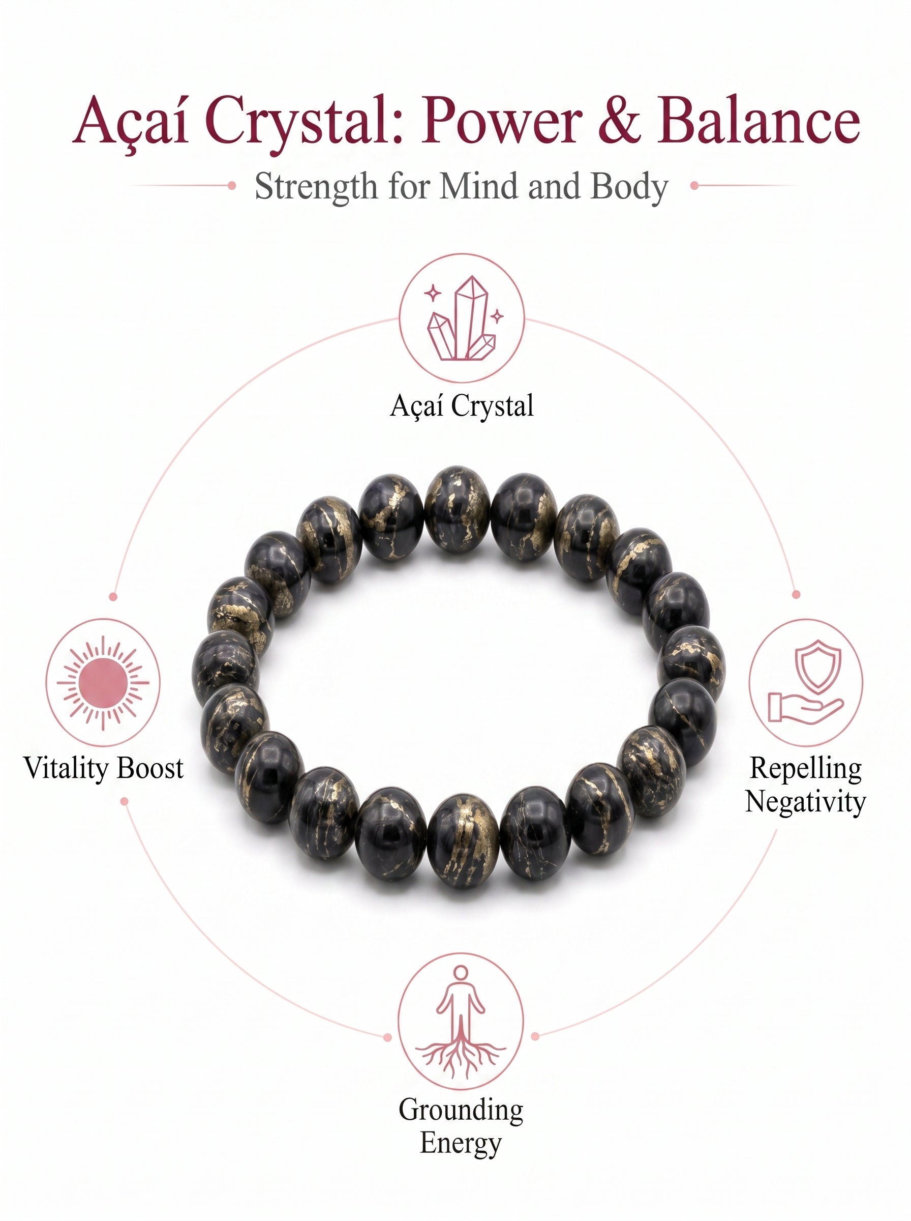Premium Black Gold Azeztulite Beaded Bracelet | Hand-Polished Natural Gemstone Jewelry for Balance & Harmony