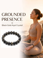 Premium Black Gold Azeztulite Beaded Bracelet | Hand-Polished Natural Gemstone Jewelry for Balance & Harmony