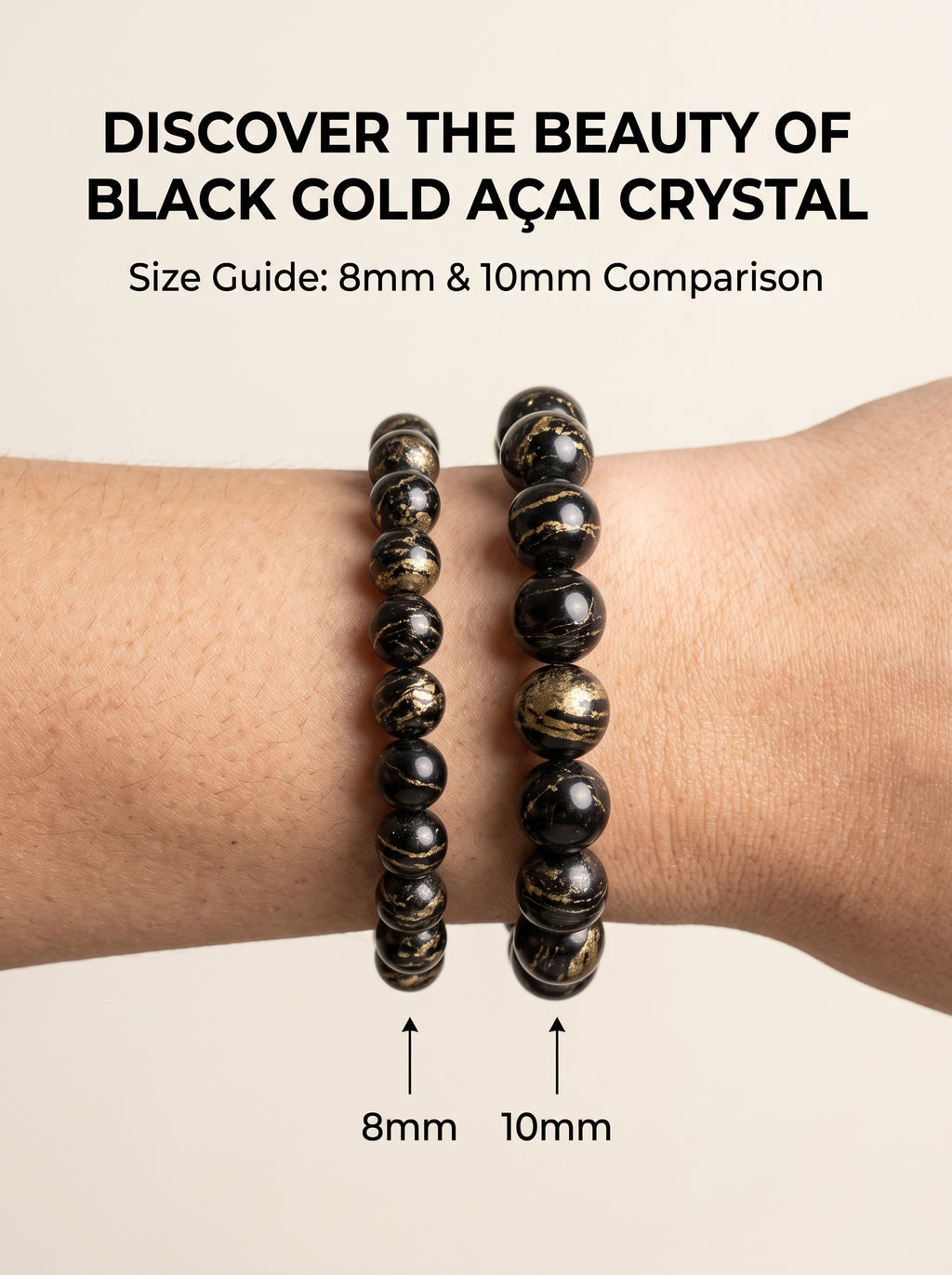 Premium Black Gold Azeztulite Beaded Bracelet | Hand-Polished Natural Gemstone Jewelry for Balance & Harmony