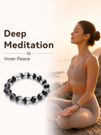 Premium Black Phantom Quartz Beaded Bracelet | Hand-Polished Natural Crystal Jewelry for Clarity & Protection