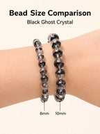 Premium Black Phantom Quartz Beaded Bracelet | Hand-Polished Natural Crystal Jewelry for Clarity & Protection