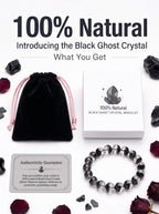 Premium Black Phantom Quartz Beaded Bracelet | Hand-Polished Natural Crystal Jewelry for Clarity & Protection