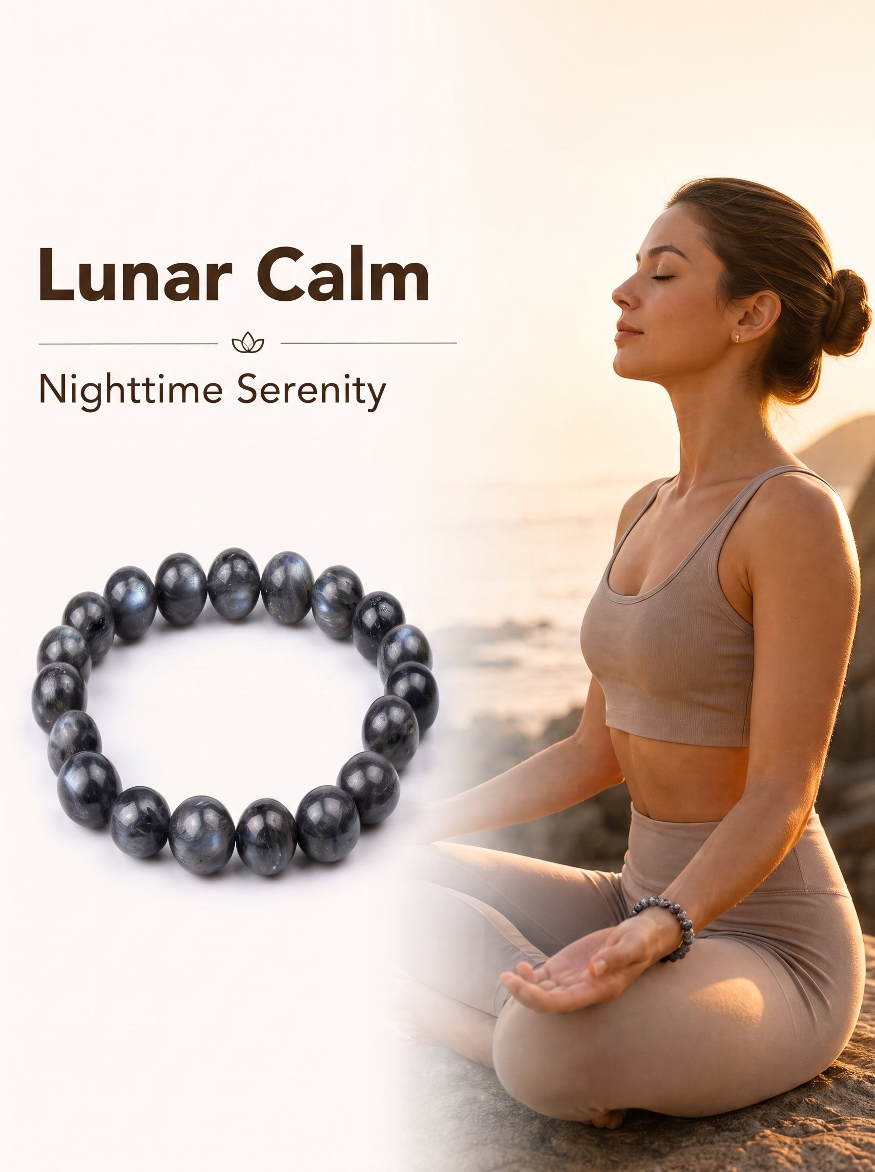Premium Black Moonstone Beaded Bracelet | Hand-Polished Natural Gemstone Jewelry for Protection & Intuition