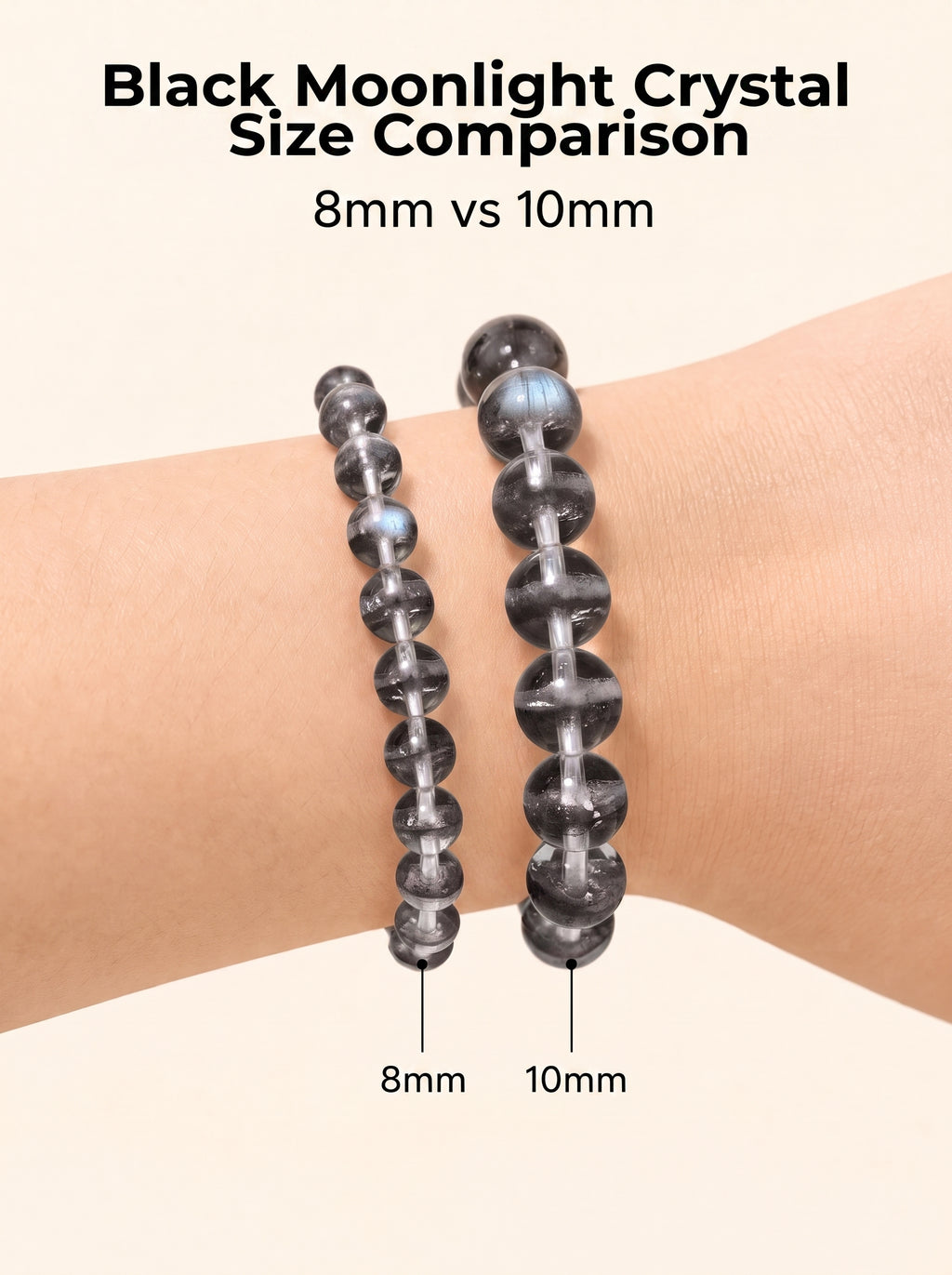 Premium Black Moonstone Beaded Bracelet | Hand-Polished Natural Gemstone Jewelry for Protection & Intuition