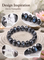 Premium Black Moonstone Beaded Bracelet | Hand-Polished Natural Gemstone Jewelry for Protection & Intuition