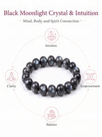 Premium Black Moonstone Beaded Bracelet | Hand-Polished Natural Gemstone Jewelry for Protection & Intuition