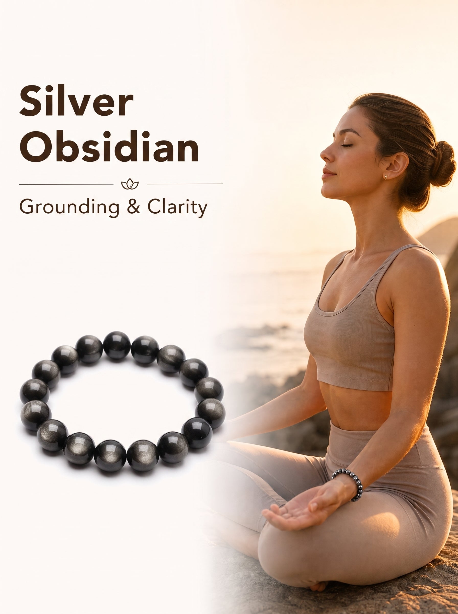 Premium Silver Sheen Obsidian Beaded Bracelet | Hand-Polished Natural Gemstone Jewelry for Focus & Balance