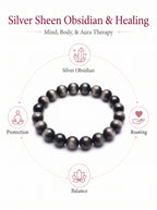 Premium Silver Sheen Obsidian Beaded Bracelet | Hand-Polished Natural Gemstone Jewelry for Focus & Balance