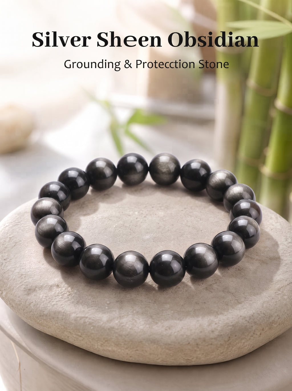 Premium Silver Sheen Obsidian Beaded Bracelet | Hand-Polished Natural Gemstone Jewelry for Focus & Balance