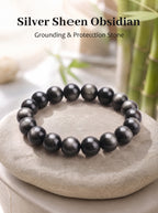Premium Silver Sheen Obsidian Beaded Bracelet | Hand-Polished Natural Gemstone Jewelry for Focus & Balance