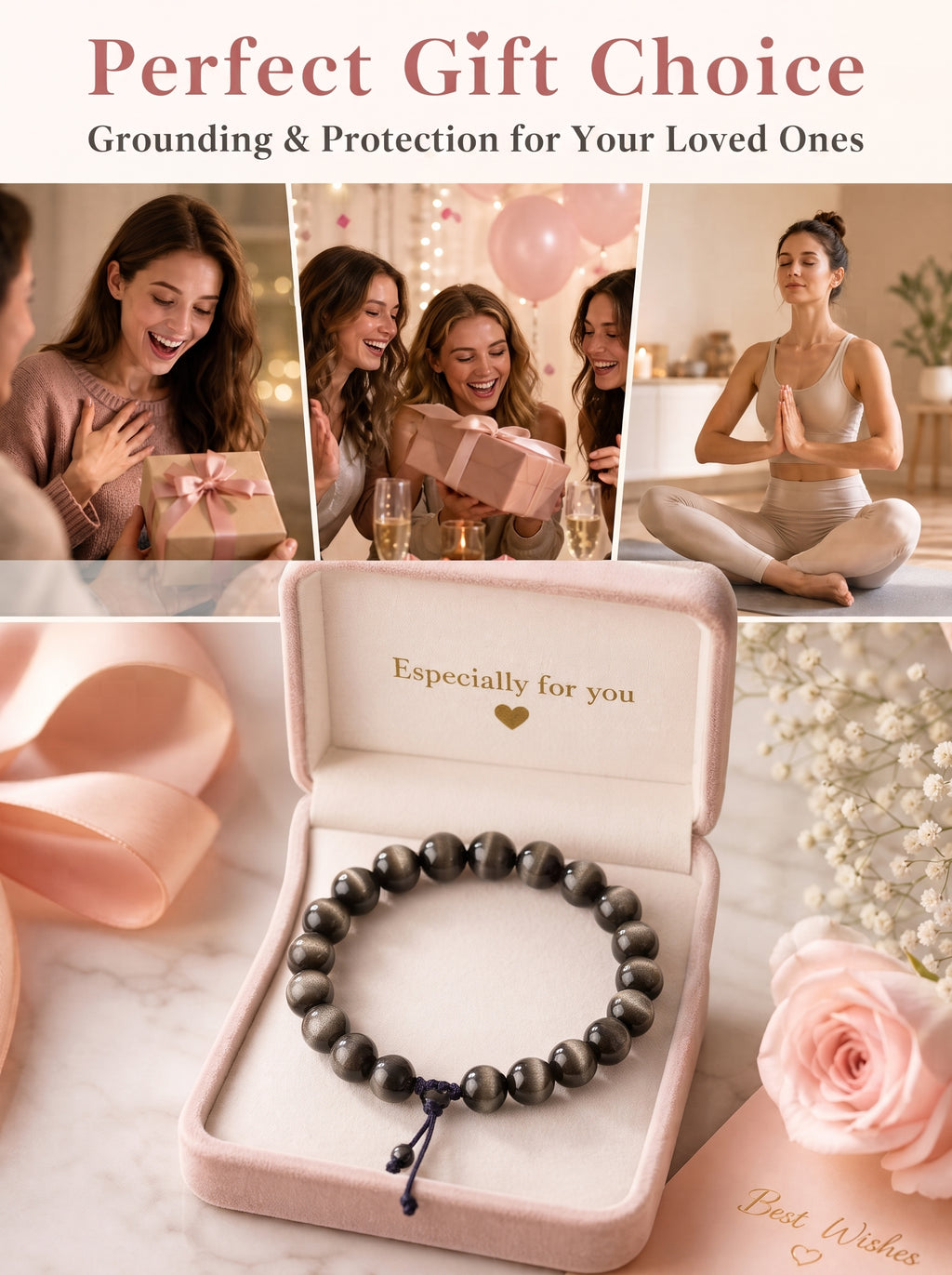 Premium Silver Sheen Obsidian Beaded Bracelet | Hand-Polished Natural Gemstone Jewelry for Focus & Balance