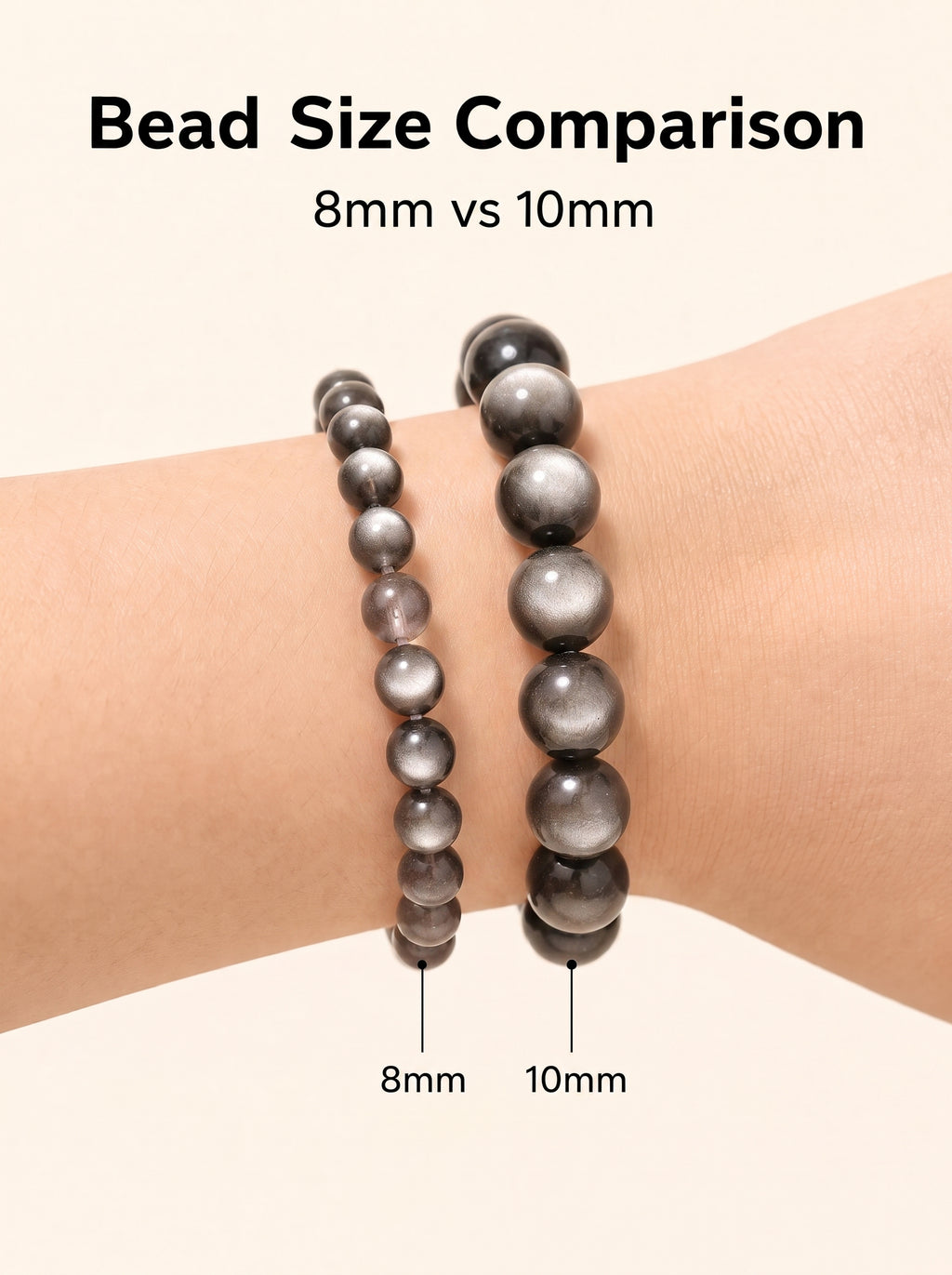 Premium Silver Sheen Obsidian Beaded Bracelet | Hand-Polished Natural Gemstone Jewelry for Focus & Balance