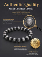Premium Silver Sheen Obsidian Beaded Bracelet | Hand-Polished Natural Gemstone Jewelry for Focus & Balance