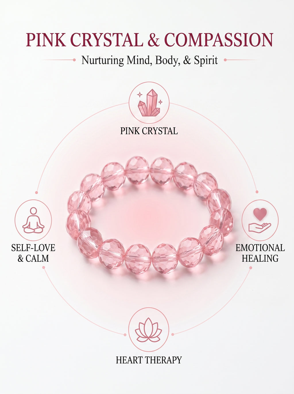 Premium Rose Quartz Beaded Bracelet | Hand-Polished Natural Gemstone Jewelry for Self-Love & Harmony