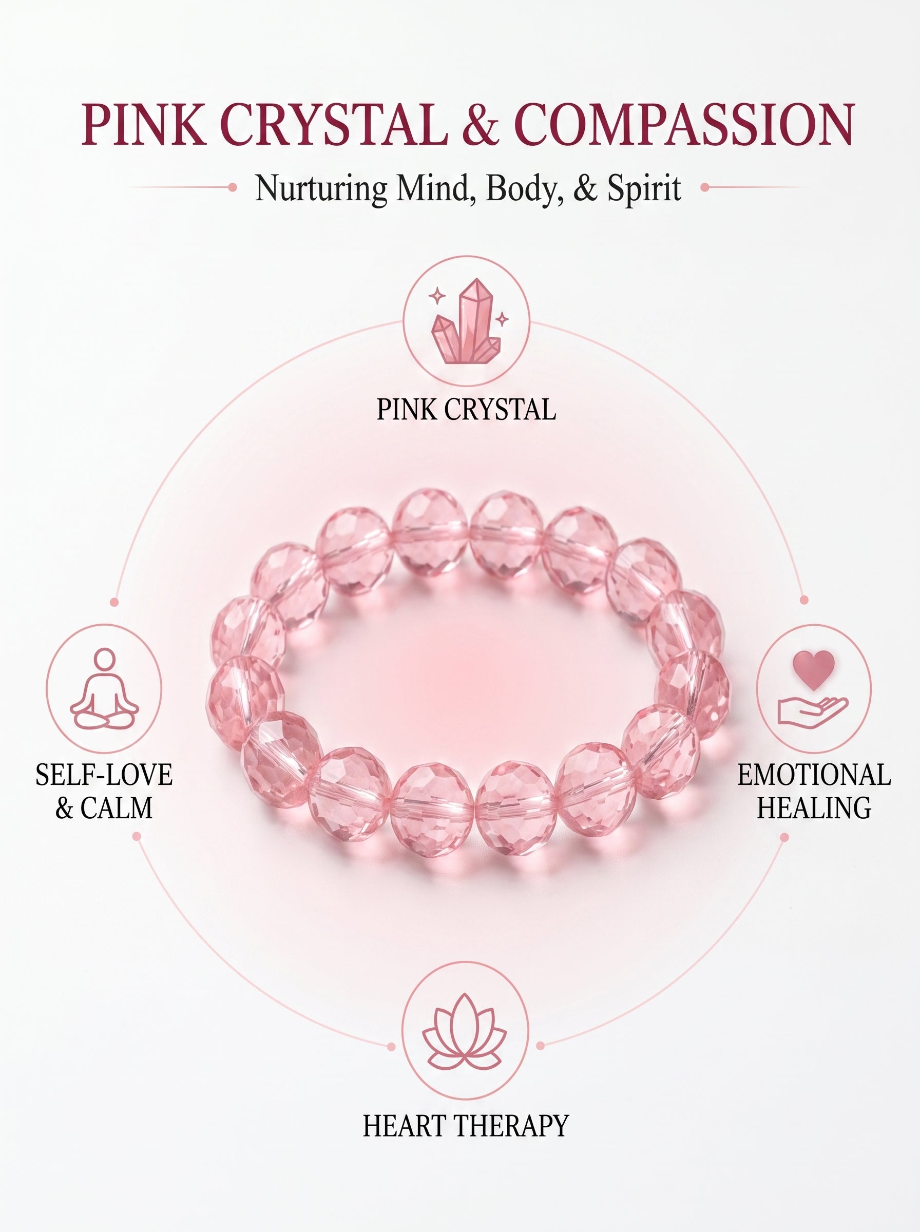 Premium Rose Quartz Beaded Bracelet | Hand-Polished Natural Gemstone Jewelry for Self-Love & Harmony