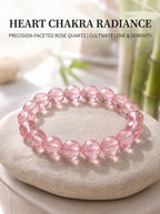 Premium Rose Quartz Beaded Bracelet | Hand-Polished Natural Gemstone Jewelry for Self-Love & Harmony