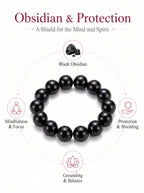 Premium Black Obsidian Beaded Bracelet | Hand-Polished Natural Gemstone Jewelry for Energy Cleansing