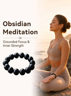 Premium Black Obsidian Beaded Bracelet | Hand-Polished Natural Gemstone Jewelry for Energy Cleansing