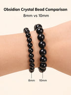 Premium Black Obsidian Beaded Bracelet | Hand-Polished Natural Gemstone Jewelry for Energy Cleansing
