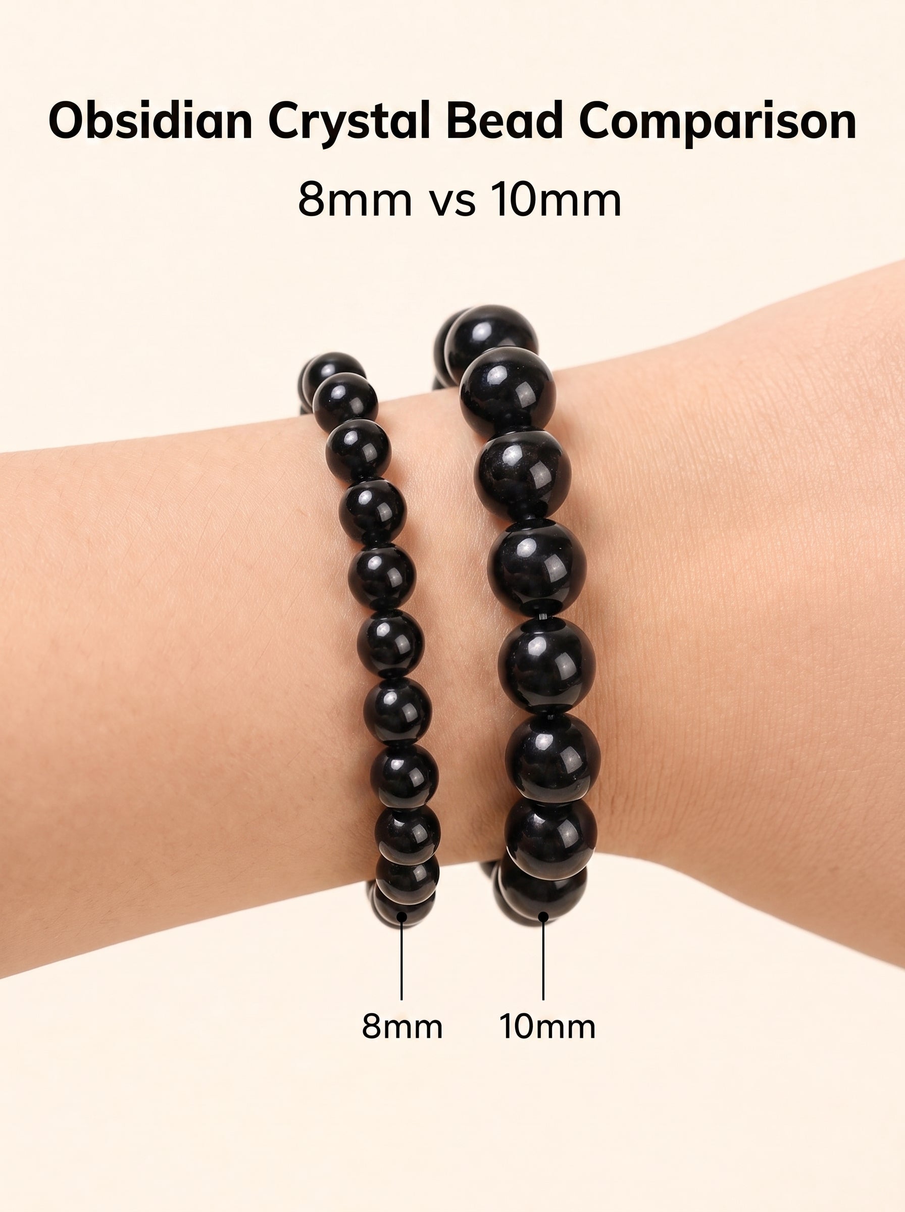 Premium Black Obsidian Beaded Bracelet | Hand-Polished Natural Gemstone Jewelry for Energy Cleansing