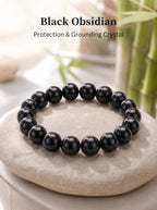 Premium Black Obsidian Beaded Bracelet | Hand-Polished Natural Gemstone Jewelry for Energy Cleansing