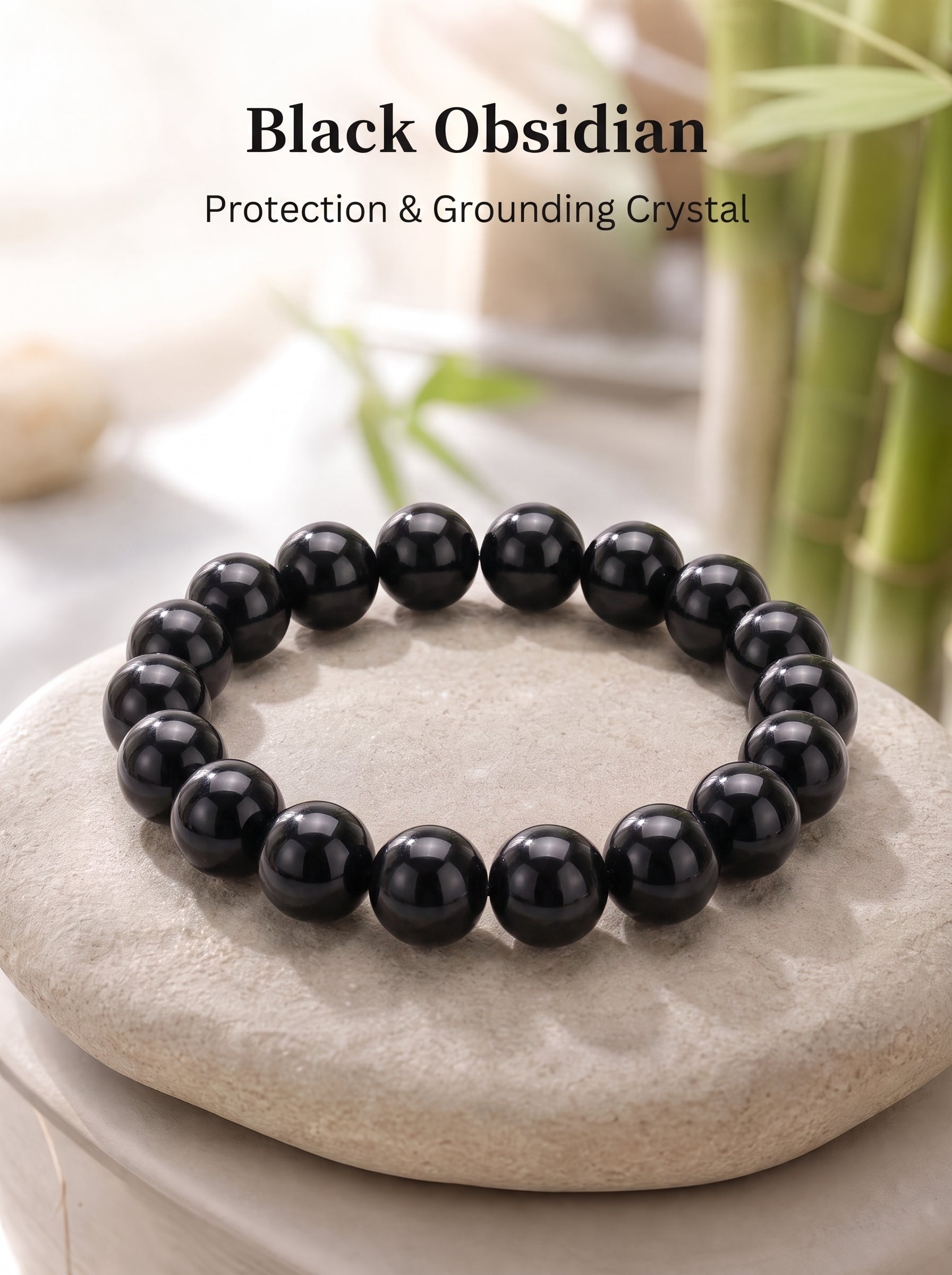Premium Black Obsidian Beaded Bracelet | Hand-Polished Natural Gemstone Jewelry for Energy Cleansing