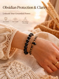 Premium Black Obsidian Beaded Bracelet | Hand-Polished Natural Gemstone Jewelry for Energy Cleansing