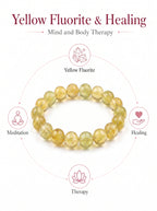 Premium Yellow Fluorite Beaded Bracelet | Hand-Polished Natural Gemstone Jewelry for Abundance & Focus