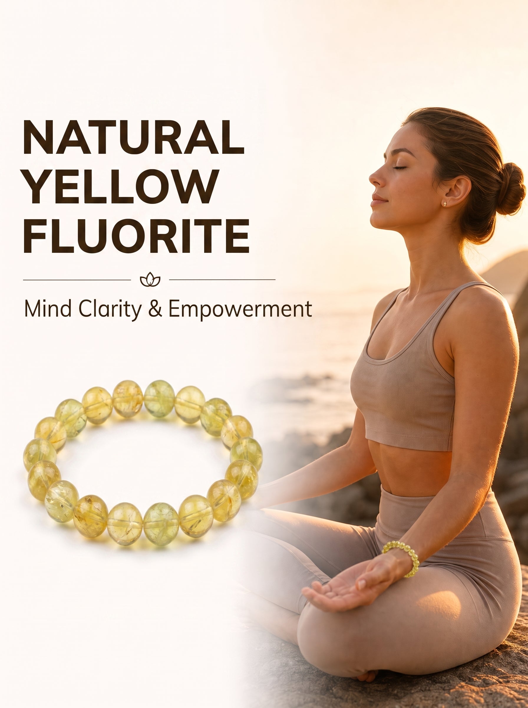 Premium Yellow Fluorite Beaded Bracelet | Hand-Polished Natural Gemstone Jewelry for Abundance & Focus
