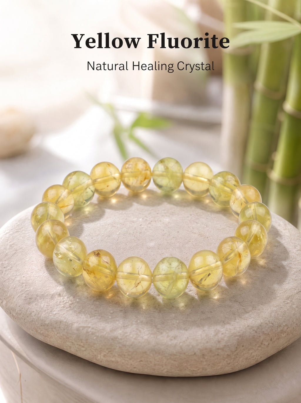 Premium Yellow Fluorite Beaded Bracelet | Hand-Polished Natural Gemstone Jewelry for Abundance & Focus