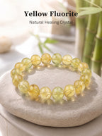 Premium Yellow Fluorite Beaded Bracelet | Hand-Polished Natural Gemstone Jewelry for Abundance & Focus