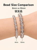 Premium Silver Rutilated Quartz Beaded Bracelet | Hand-Polished Natural Gemstone Jewelry for Wisdom & Confidence